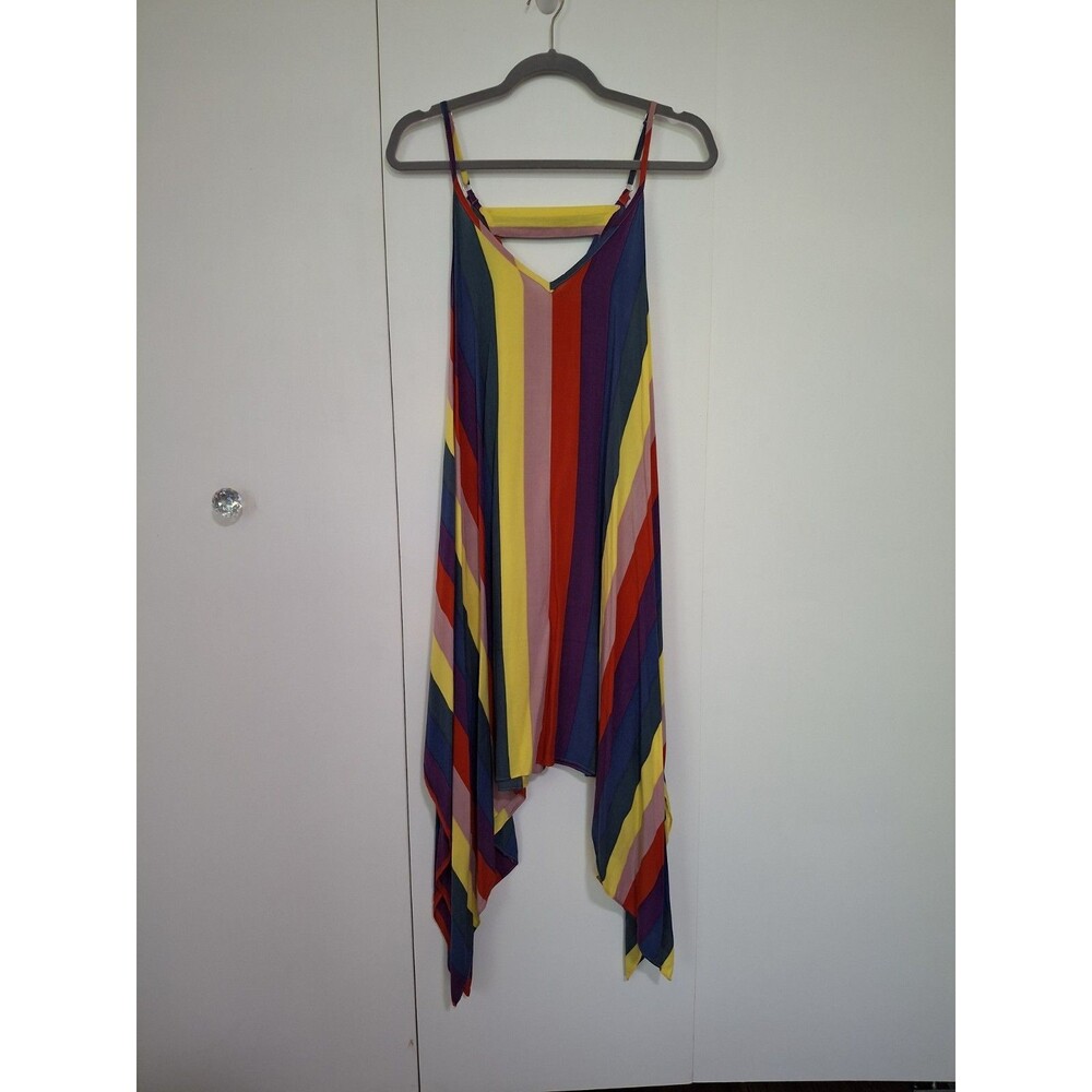 Anna & Ava Rainbow Handkerchief Hem Swim Coverup One Size Midi Hippie Festival